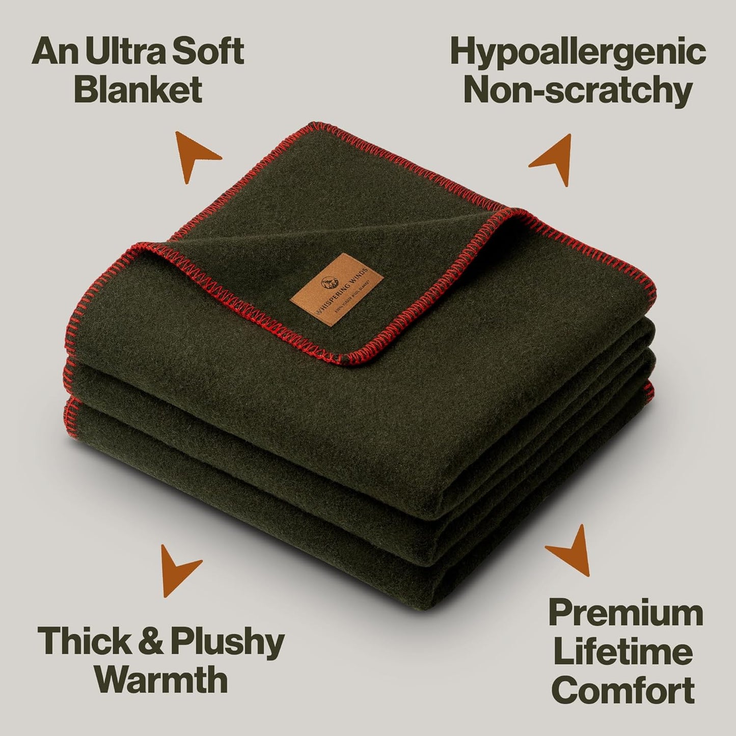 100% Wool Blanket - Premium Ultra-Soft, Thick, Warm, Large 60"x 84" Bed & Camping Blanket for Outdoor, Home, Indoor, Bushcraft & Survival
