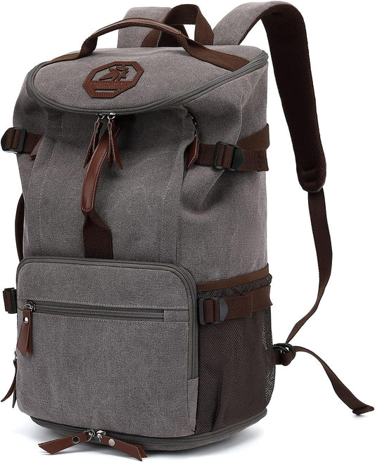 Kalesi Gym Duffle Bag Backpack 4-Way Vintage canvas with Shoes Compartment for travel Sport Hiking laptop (Vintage grey)