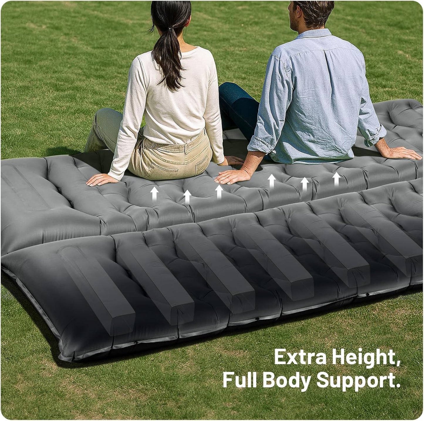 KASBAH Camping Sleeping Pad,Extra Wide 6 inch Thick Inflatable Sleeping Pads with Built-in Foot Pump and Pillow,Ultralight Camping Mat Gear for Outdoor Hiking,Camping, Traveling and Tent