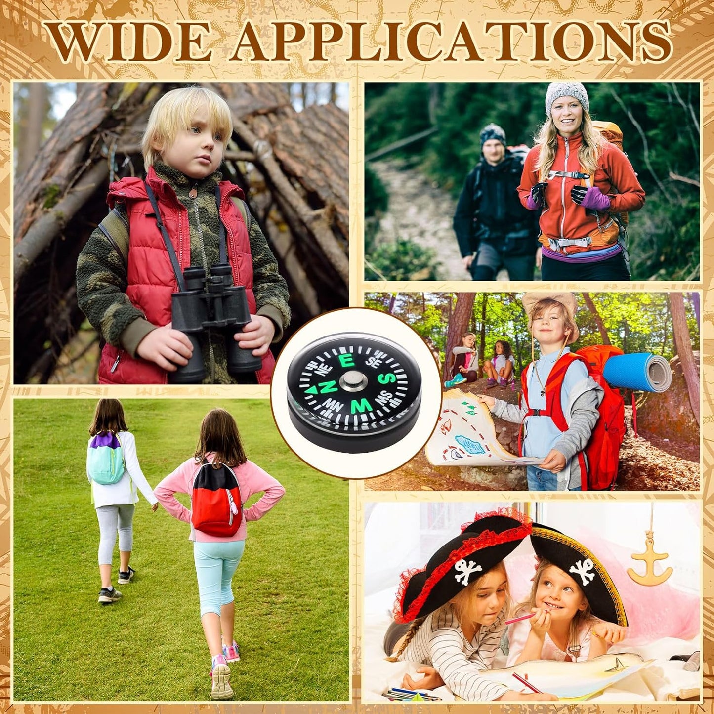 Kanayu 200 Pcs 20 mm Mini Compass Black Pocket Sized Survival Button Compass Bulk for Camping Hiking Touring Backpacking Boating Outdoor Activities