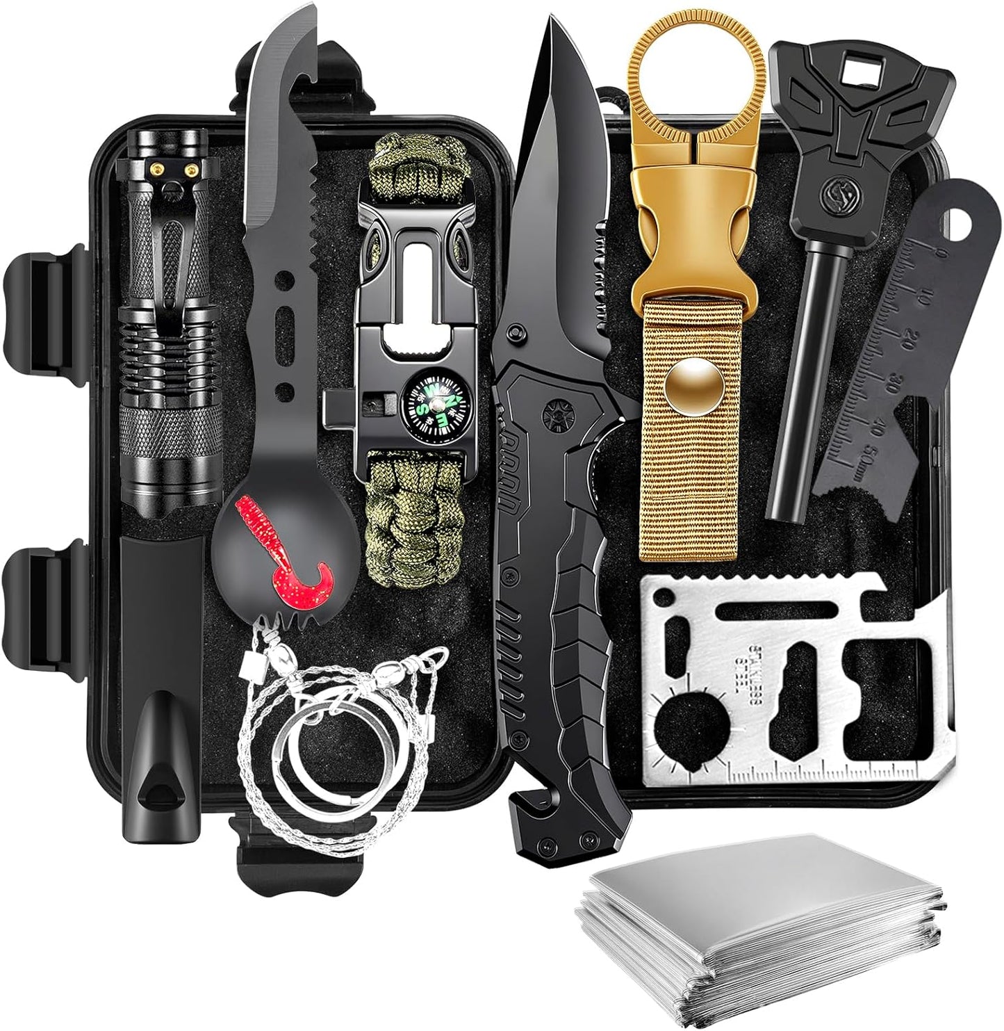 11-in-1 Emergency Survival Kit & Camping Multi-Tool for Camping, Hiking, Backpacking | Car Survival Gear, Earthquake Preparedness, Outdoor Essentials