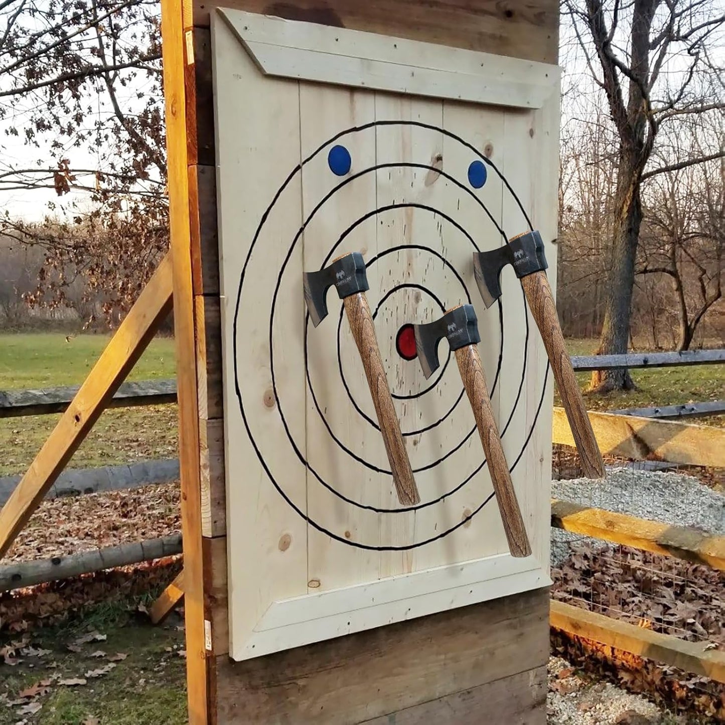 16.5" Throwing Axe, 2 Pack Throwing Axe Set with 1065 High Carbon Steel & Beech Wood Handle, Perfect for Axe Throwing Games, Competition and Recreation, Ideal Gift for Men (Black)