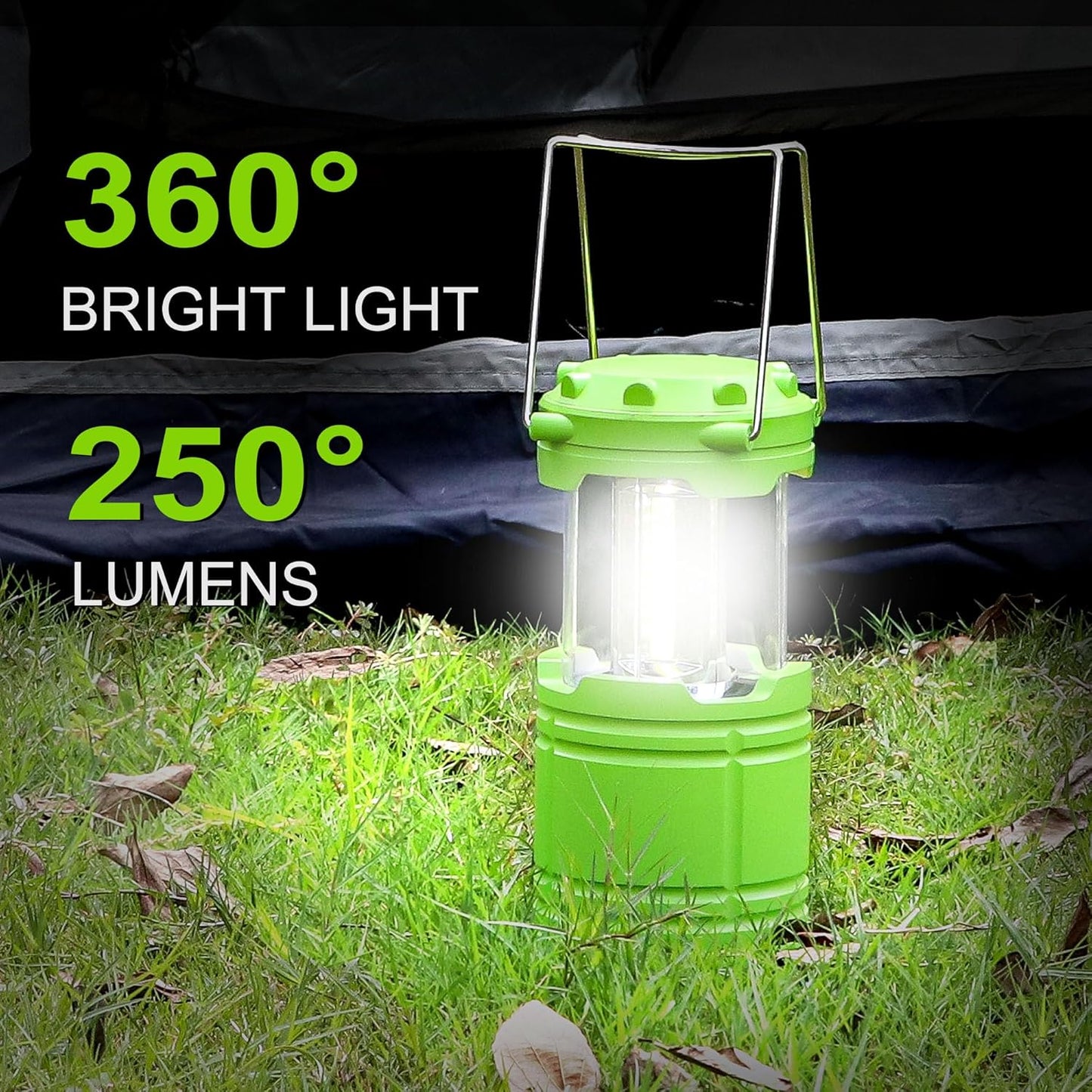 1-Pack LED Green Camping Lanterns, Portable Camping Lights, Outdoor Handled Lamps, Essential Emergency Lights for Power Outages, Hiking, Hurricane