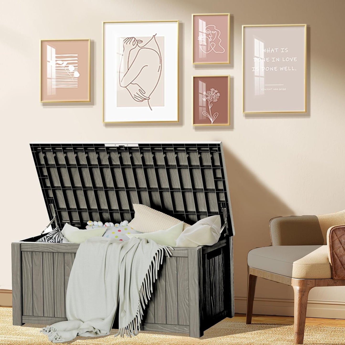 150GAL Brown Large - Capacity Outdoor Deck Box with Lock Hole - Waterproof, SGS - Certified UV Resistance, Ideal for Storing Multiple Patio Furniture Sets and Seasonal Decor, Hassle - Free Setup