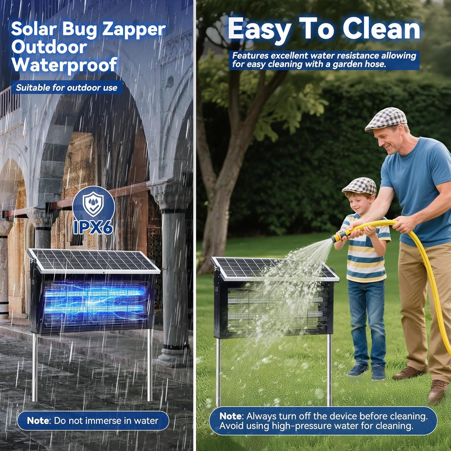 Solar Bug Zapper Outdoor, LANGY Mosquito Zapper 6000mAh, Portable Solar Fly Zapper Waterproof 4500V, Rechargeable Mosquito Killer, Cordless Fly Insect Mosquitos Trap for Patio Yard Home Garden Camping