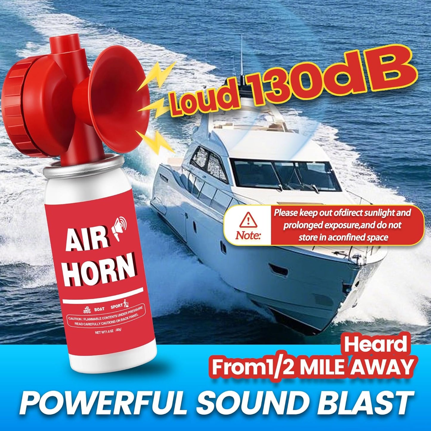 1.4oz Boat Air Horn,130DB Loud Mini Safety Bear Horn Can,Air Horns for Self Defense,Emergency,Sporting Events,Camping essentials,5 Pack