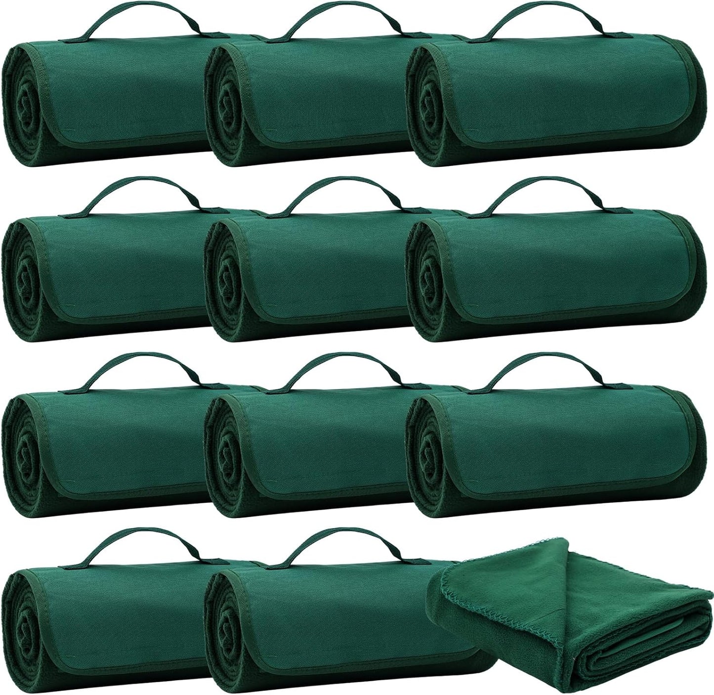12 Pack Outdoor Camping Blankets Bulk Foldable Picnic Blanket with Fleece Lining 48 x 53 in Large Size for Stadium, Camping, Picnic, Beach, Sports, Outdoor Activities