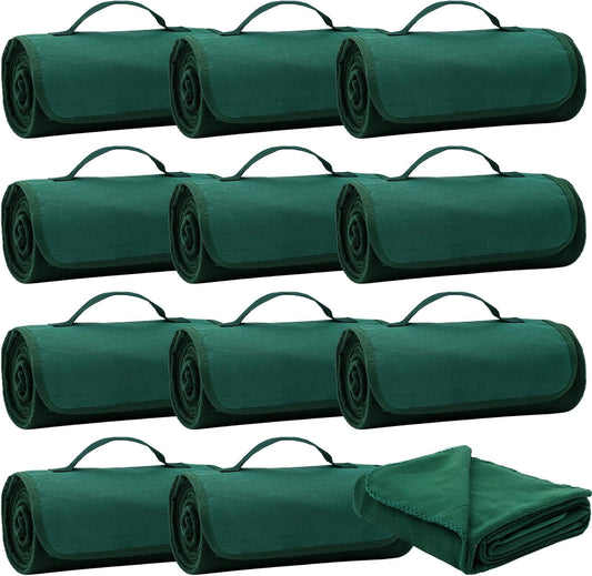 12 Pack Outdoor Camping Blankets Bulk Foldable Picnic Blanket with Fleece Lining 48 x 53 in Large Size for Stadium, Camping, Picnic, Beach, Sports, Outdoor Activities