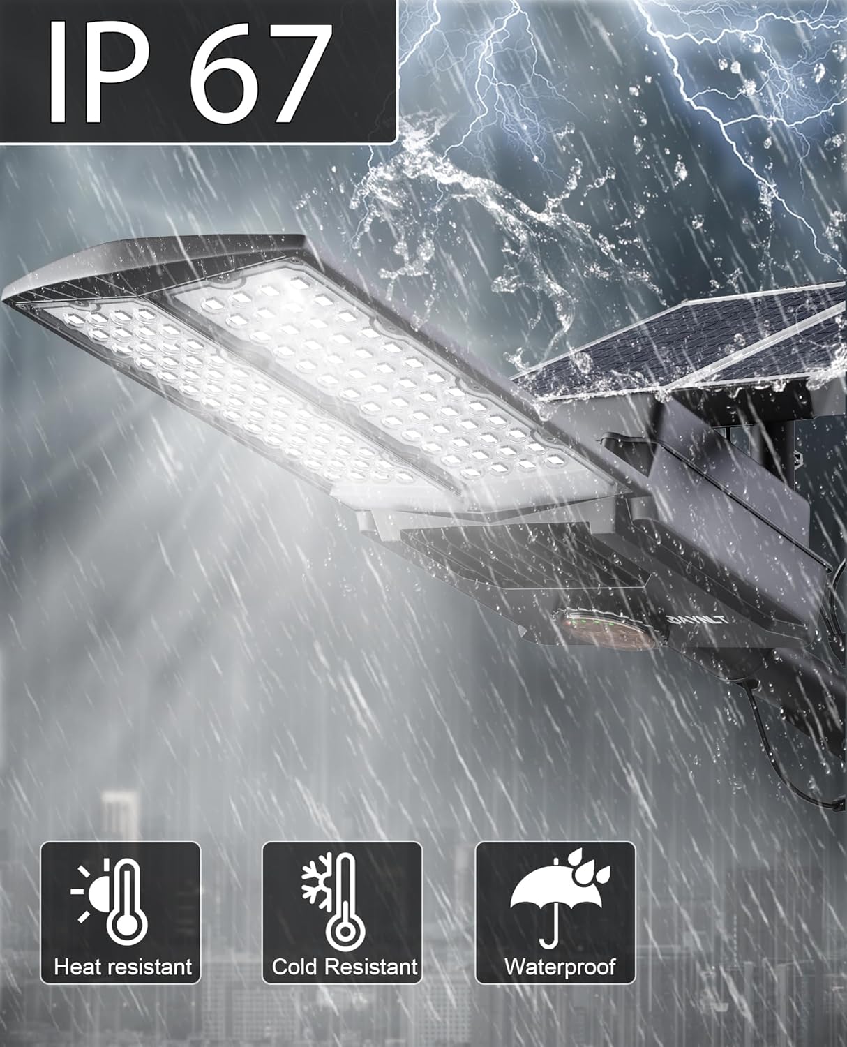 JAYNLT Y-8000W Solar Street Lights Outdoor,550000LM 6500K Bright Parking Lot Light Commercial,Split Flood Lights Solar Powered,IP67 Waterproof Solar Security Lamps for Pathway,Gate