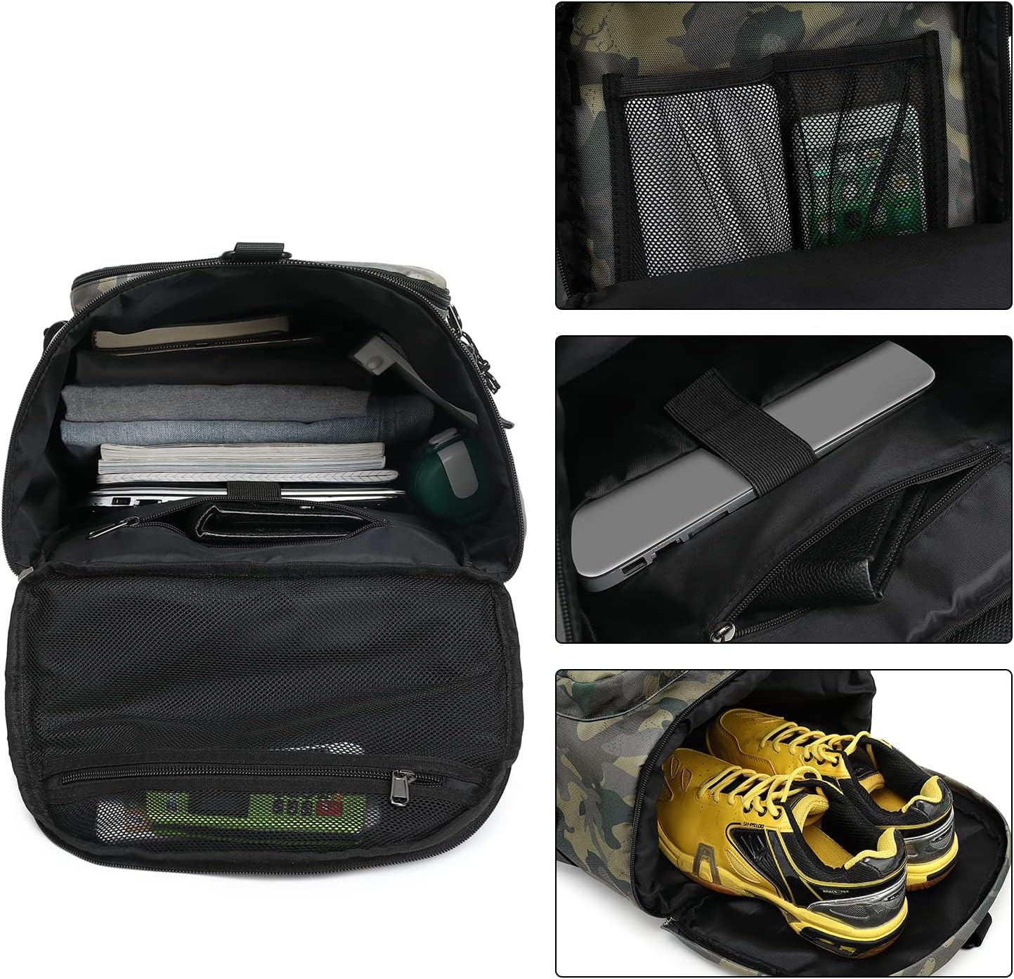 Kalesi Gym Duffle Bag Backpack 4-Way Waterproof with Shoes Compartment for camouflage travel Sport Hiking laptop (camouflage)