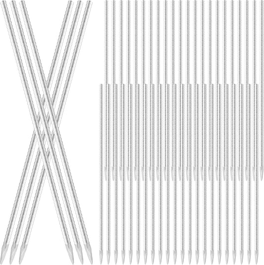 16 Inch Ground Rebar Stakes, 50 Pack Heavy Duty Steel Metal Stakes, Straight Steel Anchors with Chisel Point End, Ground Anchors for Concrete, Garden, Fence, Tent Support