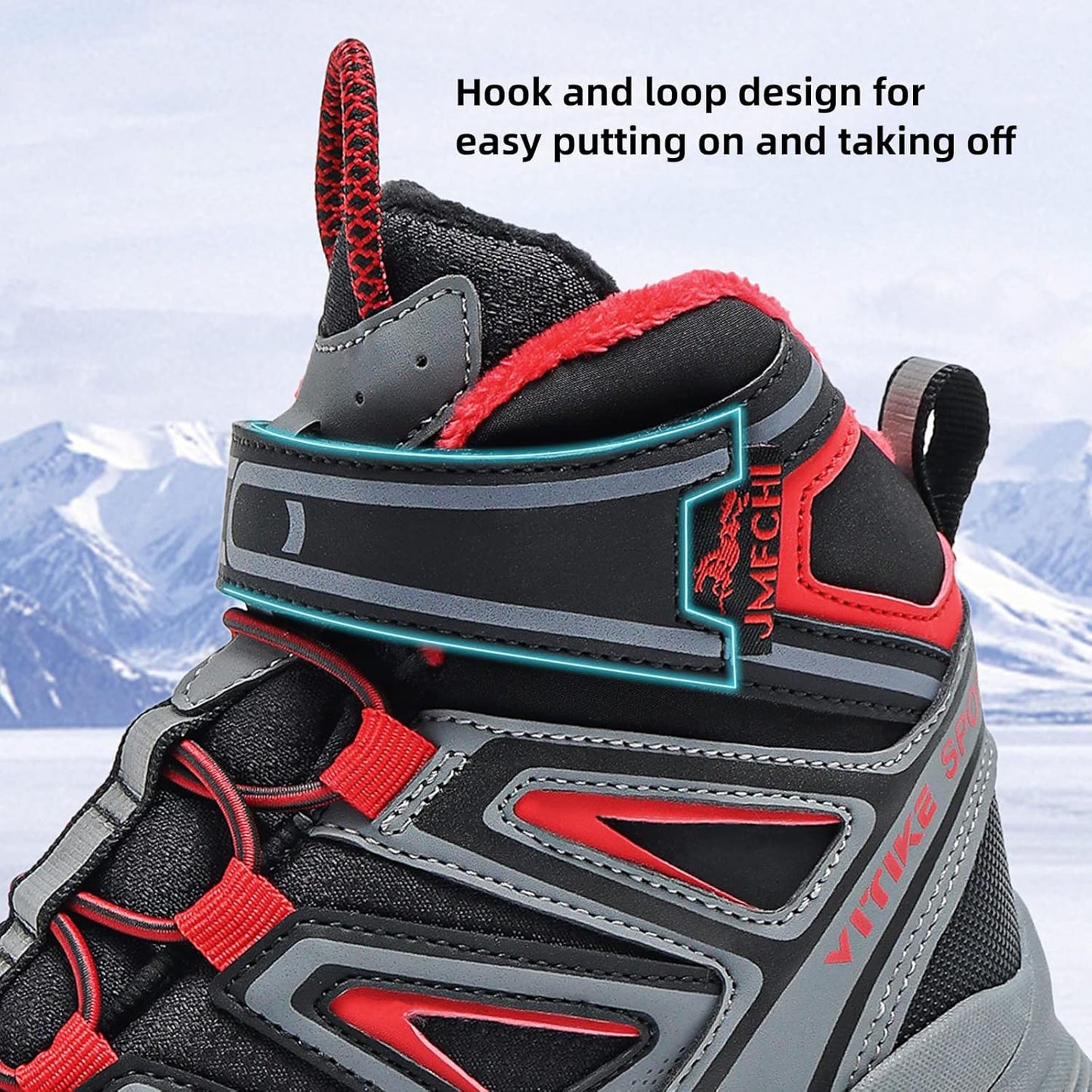 JMFCHI Kids Hiking Boots Boys Girls Outdoor Walking Climbing Sneaker Comfortable Non-slip Snow Shoes Hiker Boot Antiskid Steel Buckle Sole