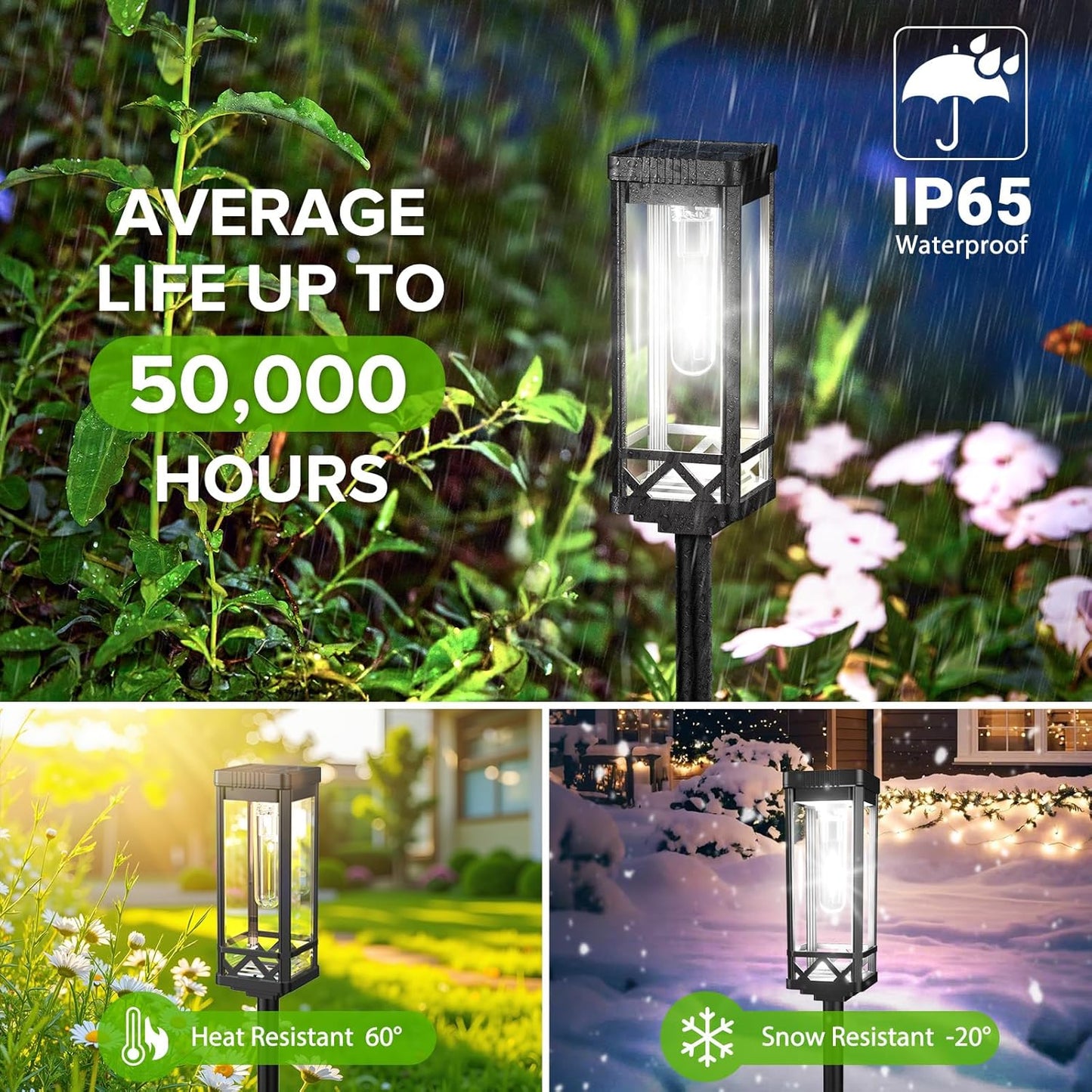 KOOPER Taller Solar Pathway Lights Outdoor, 6 Pack Upgraded Brighter Solar Garden Lights Solar Powered, Up to 15 Hours Outdoor Solar Lights for Yard Landscape Path Walkway Driveway （Cool White）