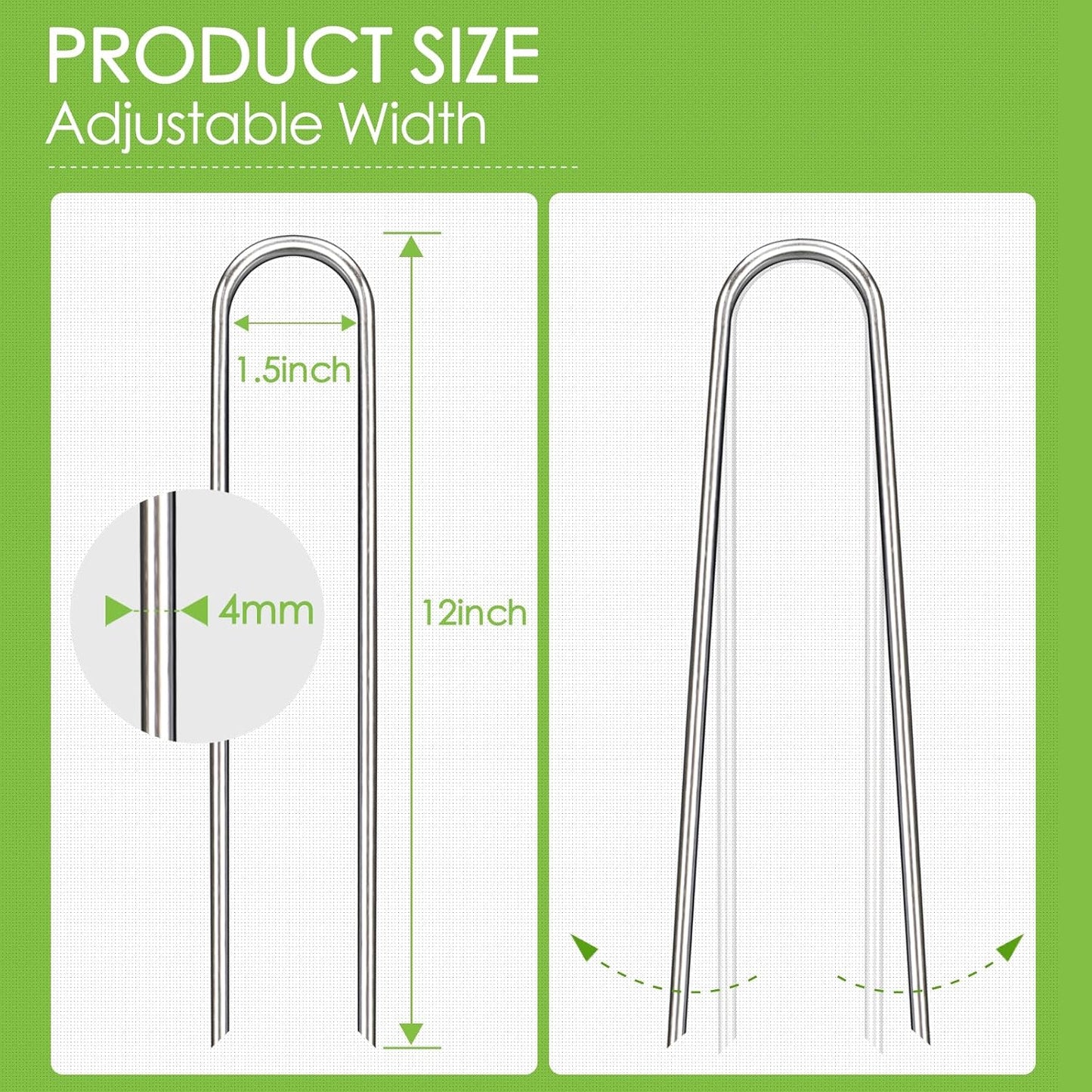 12 Inch Landscape Staples, 25 Pack Galvanized Landscape Stakes Heavy Duty 8 Gauge U-Shaped Garden Stakes, Ground Stakes for Weed Barrier Fabric, Irrigation Tubing, Fence, Outdoor Decorations