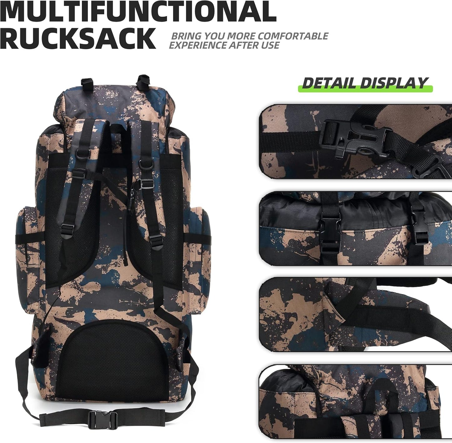 King'sGuard 100L Camping Hiking Backpack Molle Rucksack Military Camping Backpacking Daypack