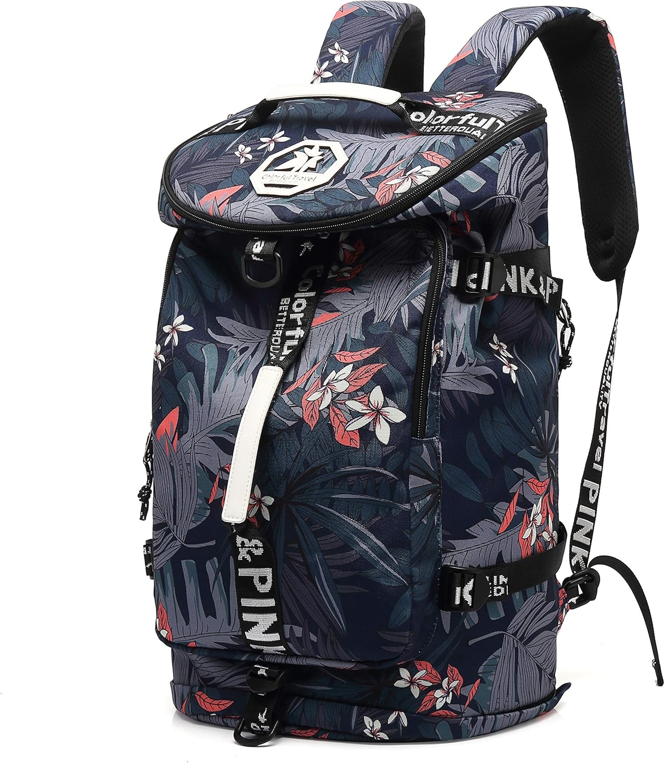 Kalesi Floral Gym Duffle Bag Backpack 4 ways for Women Waterproof with Shoes Compartment for travel Sport Hiking laptop Lightweight