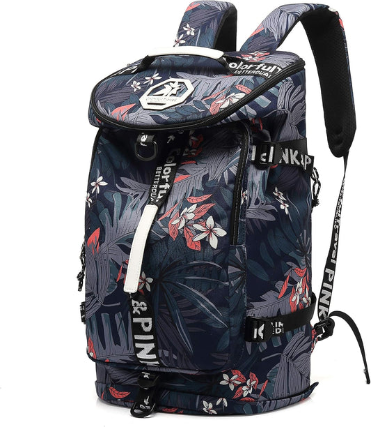 Kalesi Floral Gym Duffle Bag Backpack 4 ways for Women Waterproof with Shoes Compartment for travel Sport Hiking laptop Lightweight