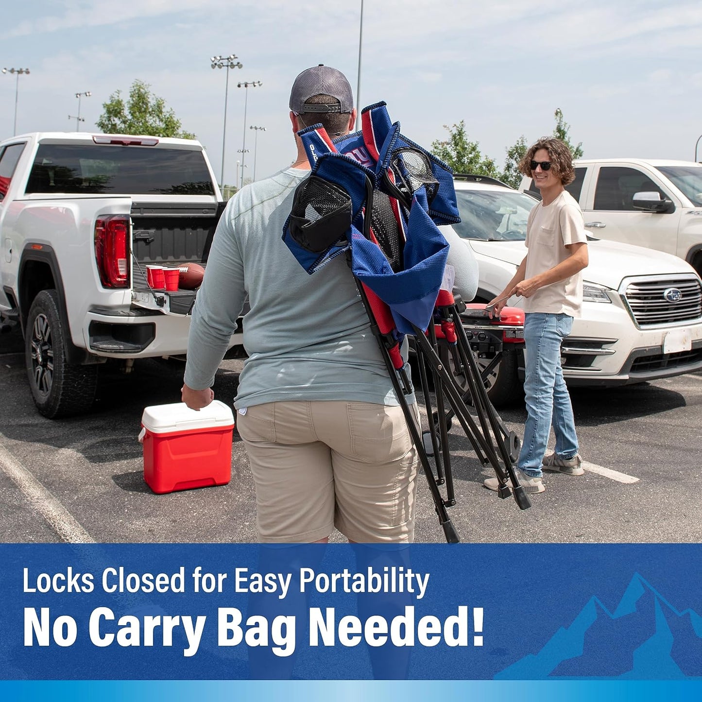 Kijaro Dual Lock Pro, NFL Sports Fan Foldign Chair, 26" L x 35.5" W x 37" H, New York Giants