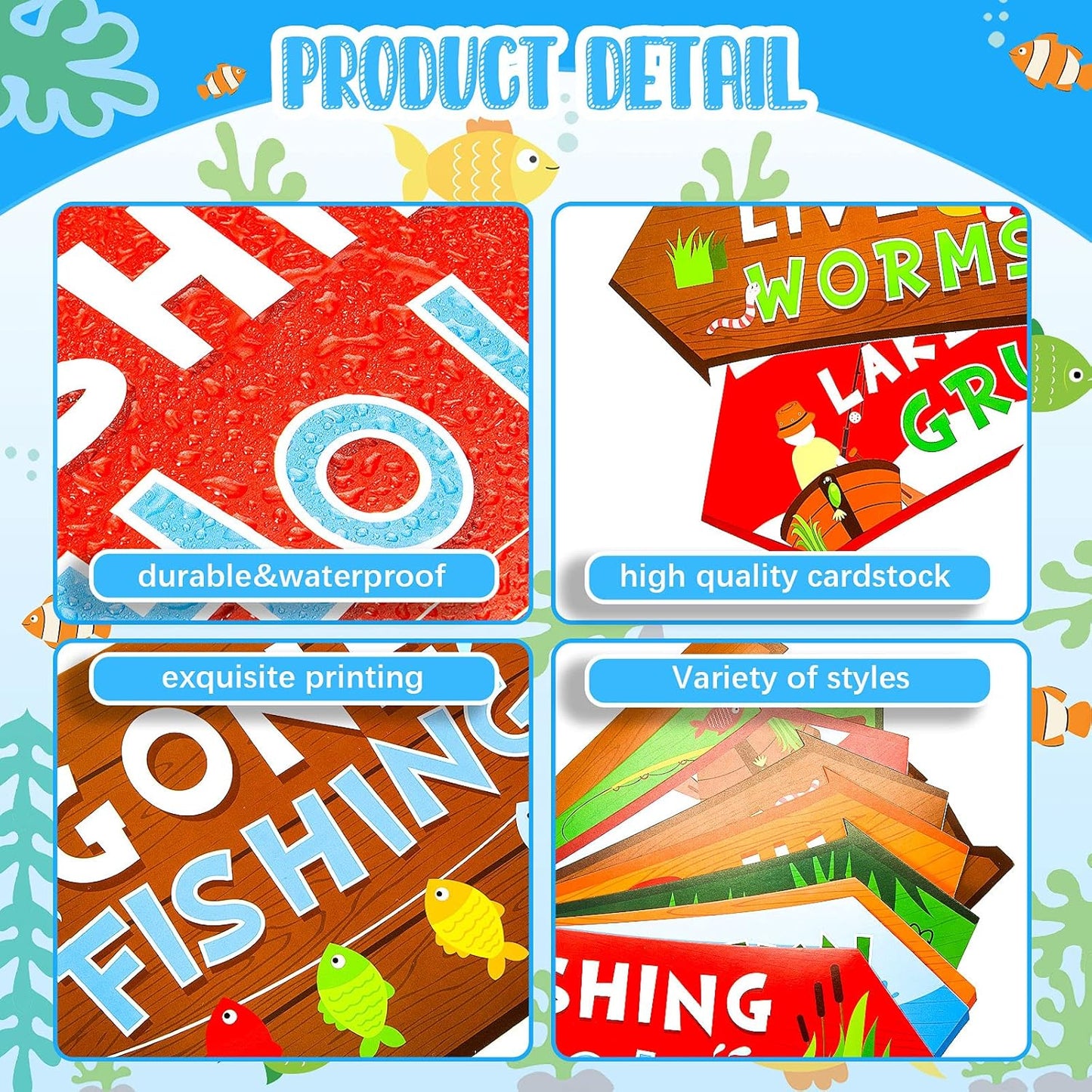 Jetec 20 Pieces Fishing Party Directional Signs The Big One Welcome Signs Backyard Door Cutouts Summer Birthday Baby Shower Party Favor Ideas Decoration Supplies