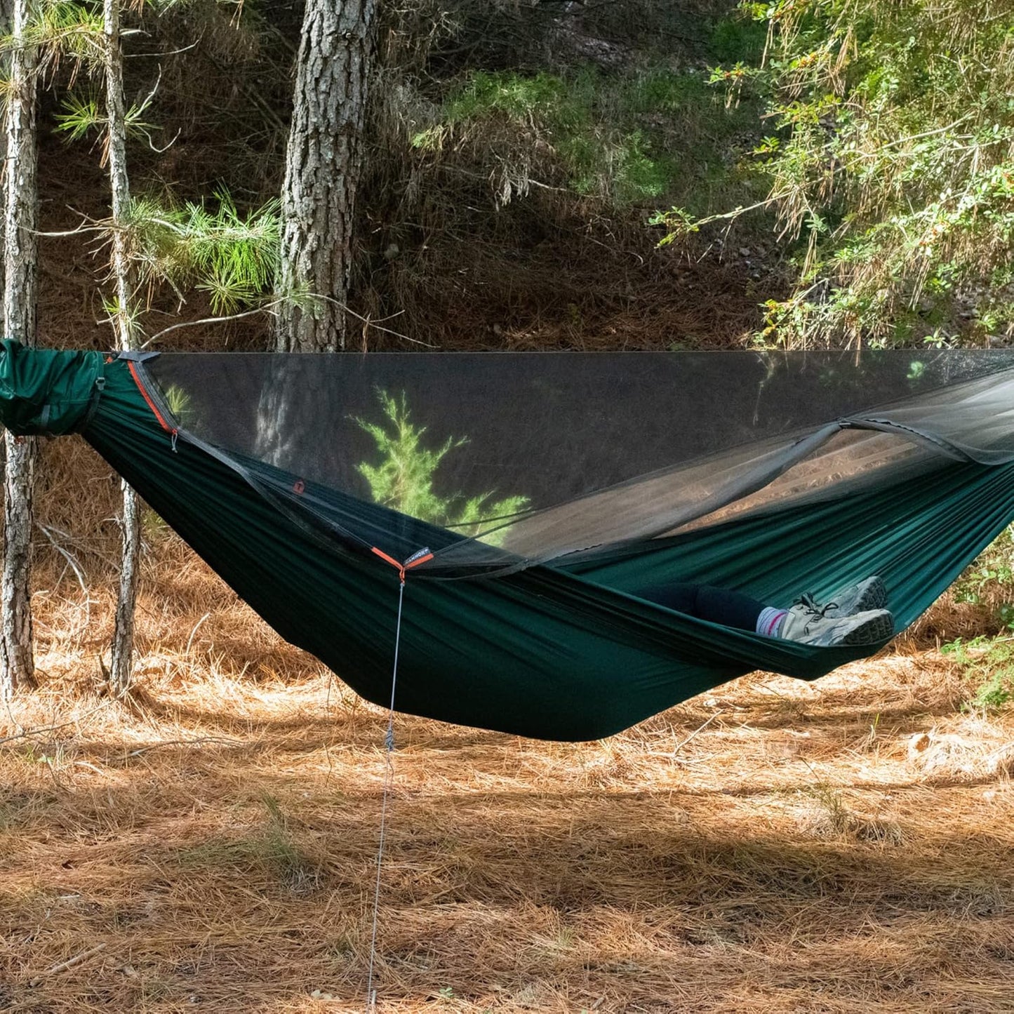 KAMMOK Mantis Hammock, All Seasons, Mosquito Net, Storage Bag, Camping, Outdoor Activities - Pine Green