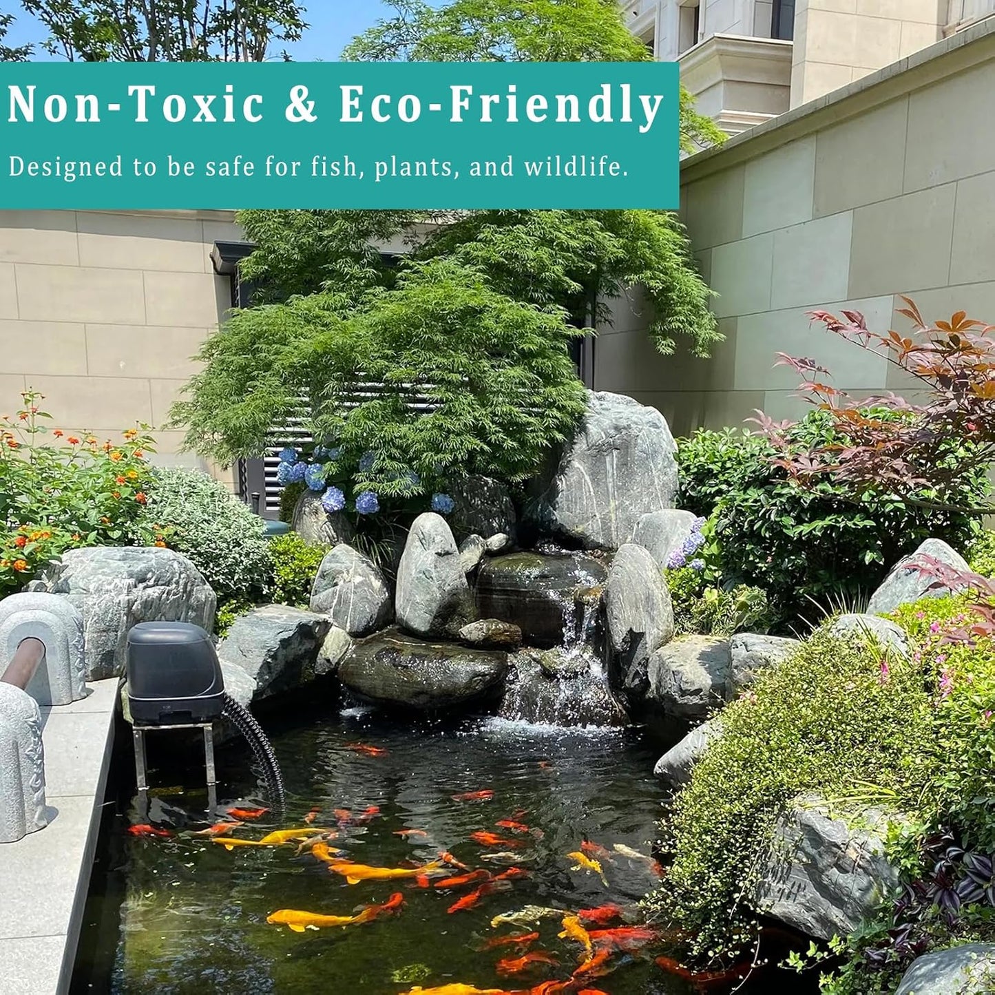 1/2' 10ft Black Corrugated Flexible Reinforced PVC Pond Tube Sump Pump Hose, Non-toxic & Kinkproof (10 ft, 1/2" ID)