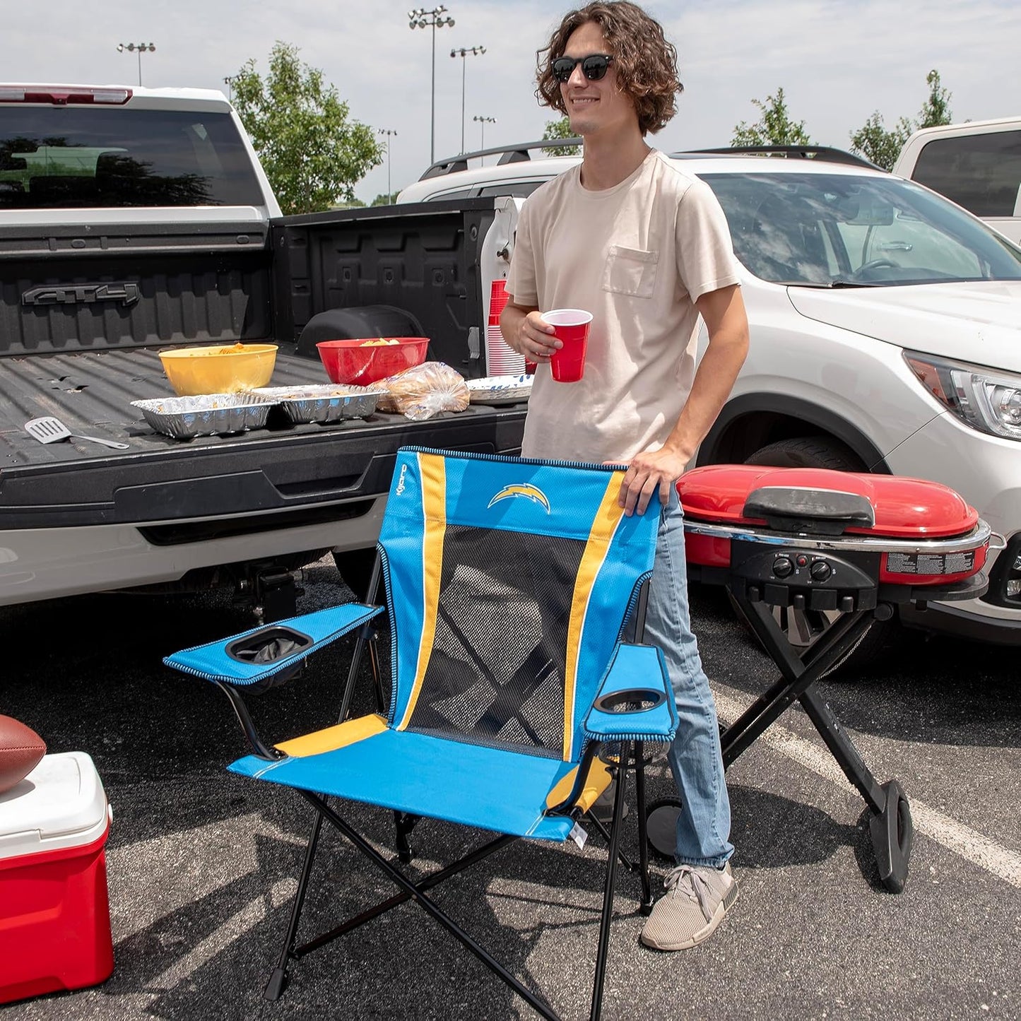 Kijaro Sports Fan Folding Chair, 26" L x 35.5" W x 37" H, Los Angeles Chargers