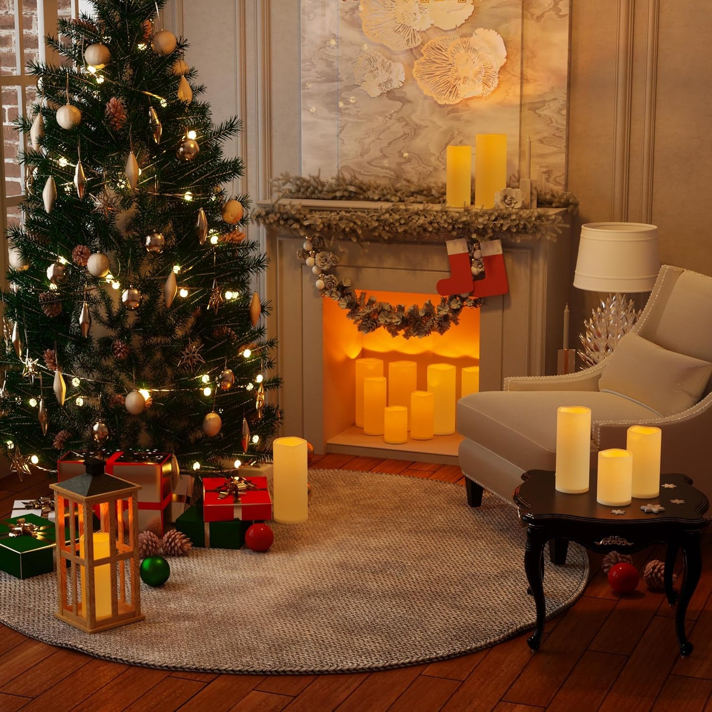 12" x 5" White Large Waterproof Outdoor Flameless Candles Battery Operated LED Flickering Pillar Candles with Remote and Timer for Indoor Outdoor Lanterns, Long Lasting, Set of 2