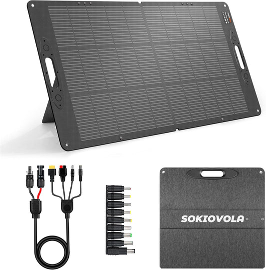 110W 18V Portable Solar Panel Kit,Portable Foldable Solar Panel,NextGen Solar Cell Up to 25% Conversion Rate,ETFE IP68 Waterproof & Dustproof for Power Station Outdoor Camping RV Trip