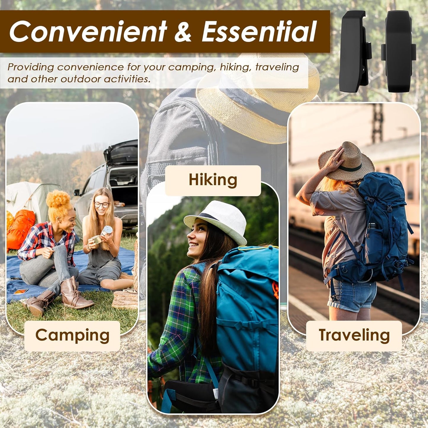 Saillong 2 Pack Detachable Belt Clip, Attach Clips to Belts, Camping Gear, Shoulder Straps and Carry Bags