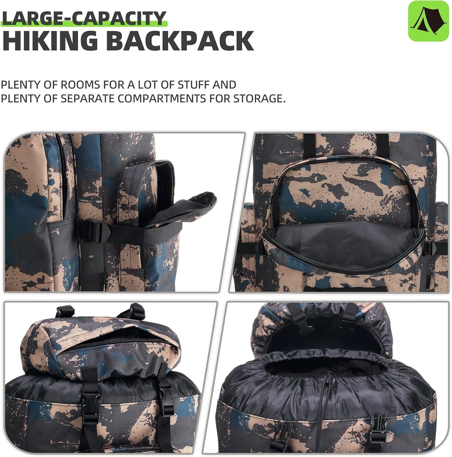 King'sGuard 100L Camping Hiking Backpack Molle Rucksack Military Camping Backpacking Daypack