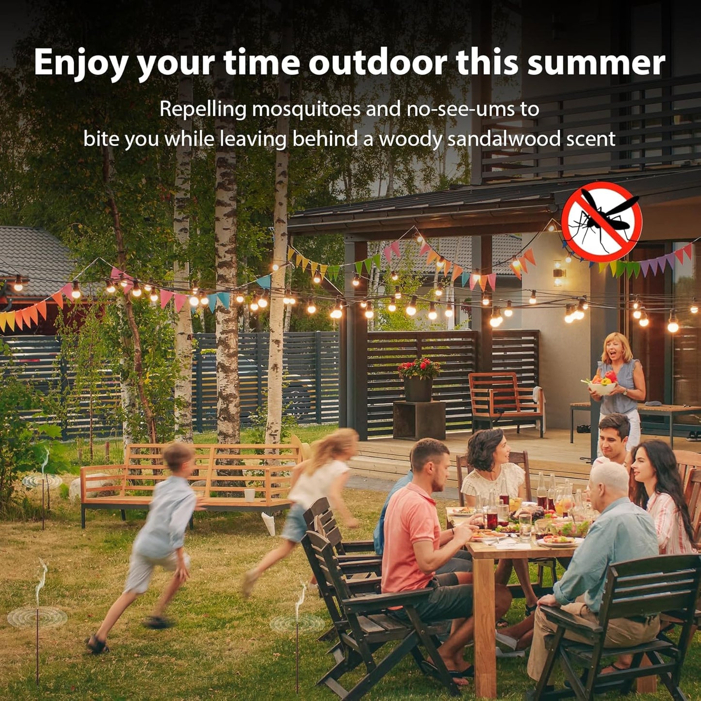 KICKOUTOR® Mosquito Incense Sticks with Natural Citronella Oil, 24 Count Indoor Outdoor Mosquito Repellent for Patio Camping Backyard, 8-Hour DEET-Free No-See-ums Bug Protection Each