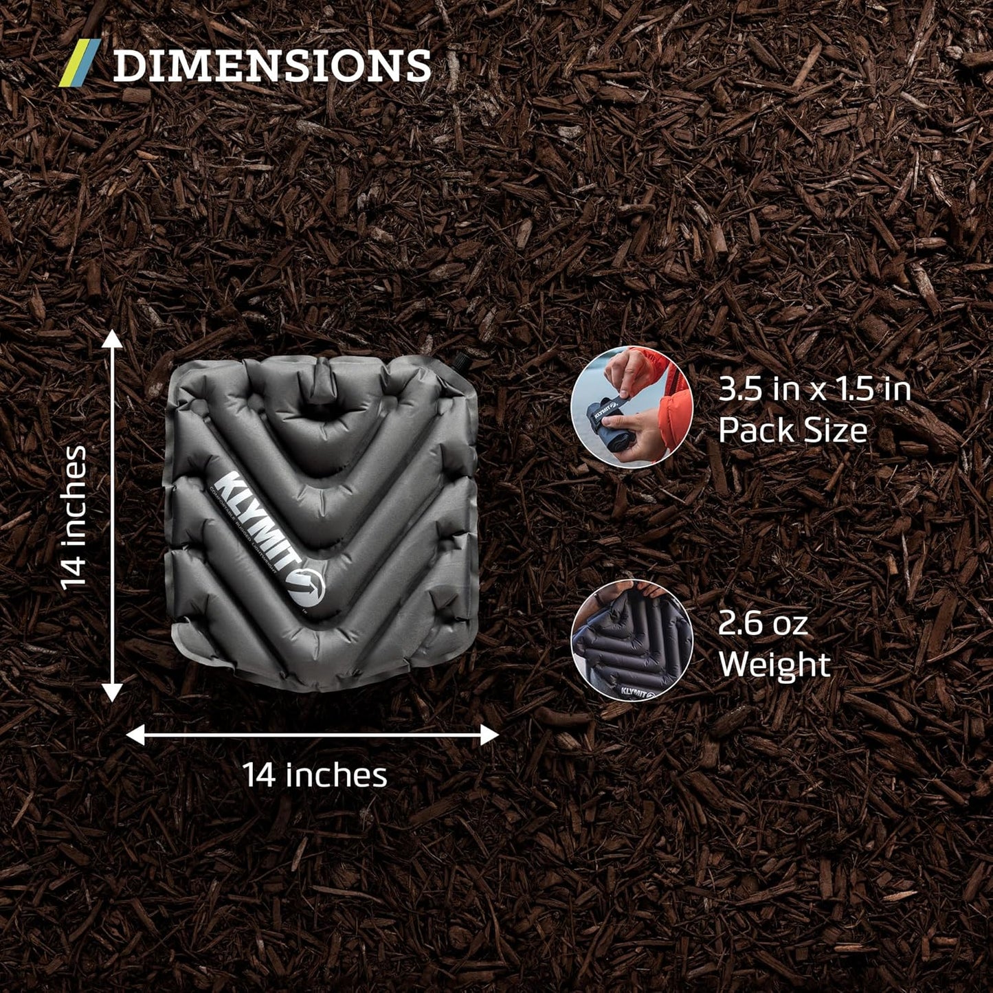 Klymit V Seat, Lightweight Inflatable Travel Cushion, Best for Camping, Bleachers, or Glassing Pad , Gray