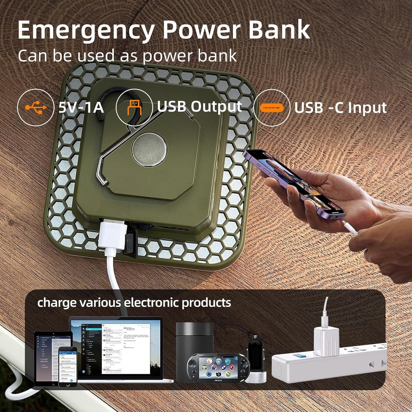 10800mAh Rechargeable Hanging Tent Light with Magnet, 30W 4000LM LED 4 Color Lighting Modes Camping Lantern, Portable IPX5 Waterproof LED Flashlight for Emergency & Gift