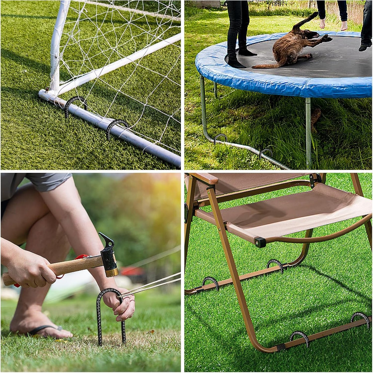 12 Inch Rebar Stakes,10 Packs Heavy Duty Metal U Hook Garden Ground Stakes for Camping Tent Canopy or Supporting for Garden Landscapes Fences Stakes(U Shape-Black, U-12"x0.3"-10pcs)