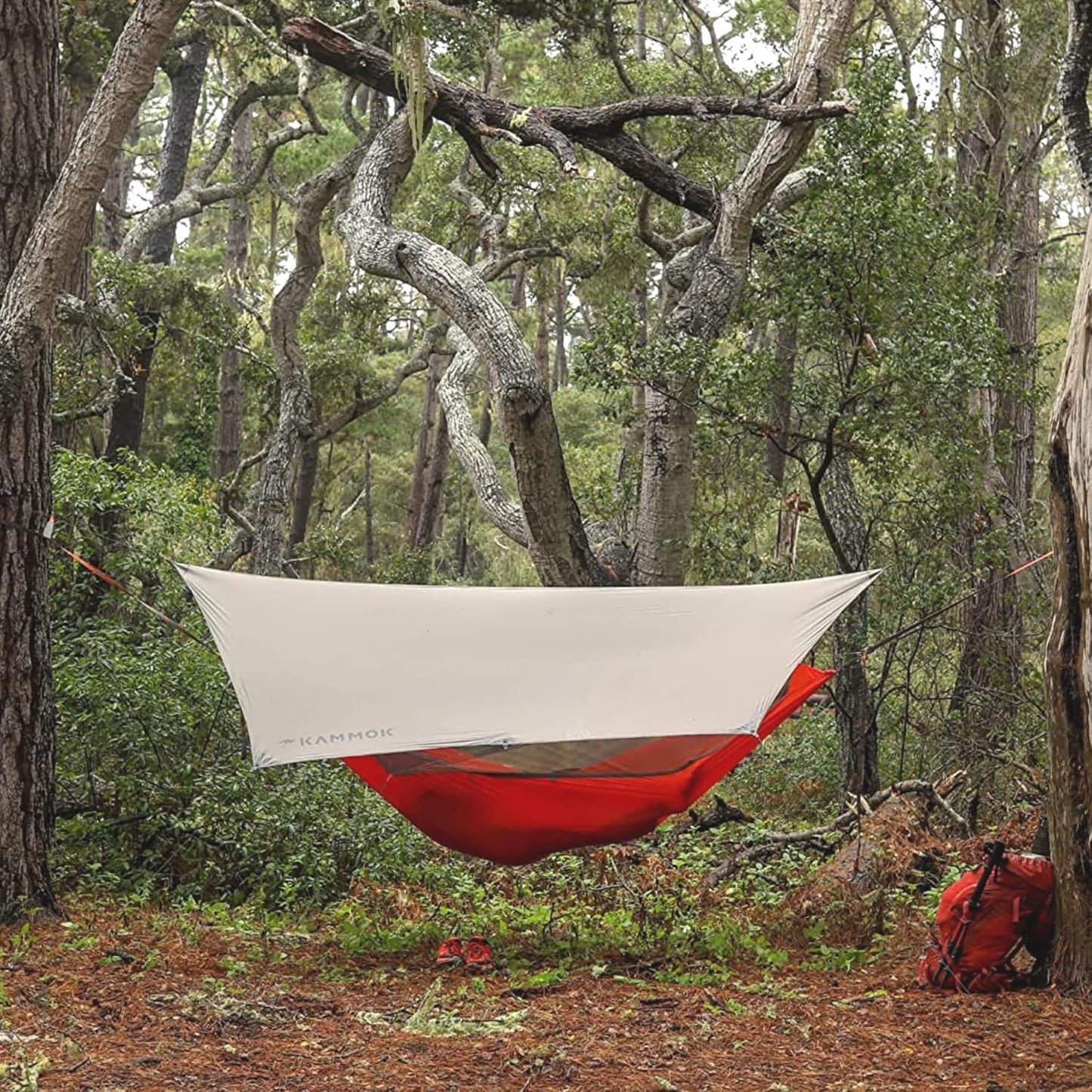 KAMMOK Mantis Ultra Light Hammock, All Seasons, Mosquito Net, Storage Bag, Camping, Outdoor Activities - Ember Orange
