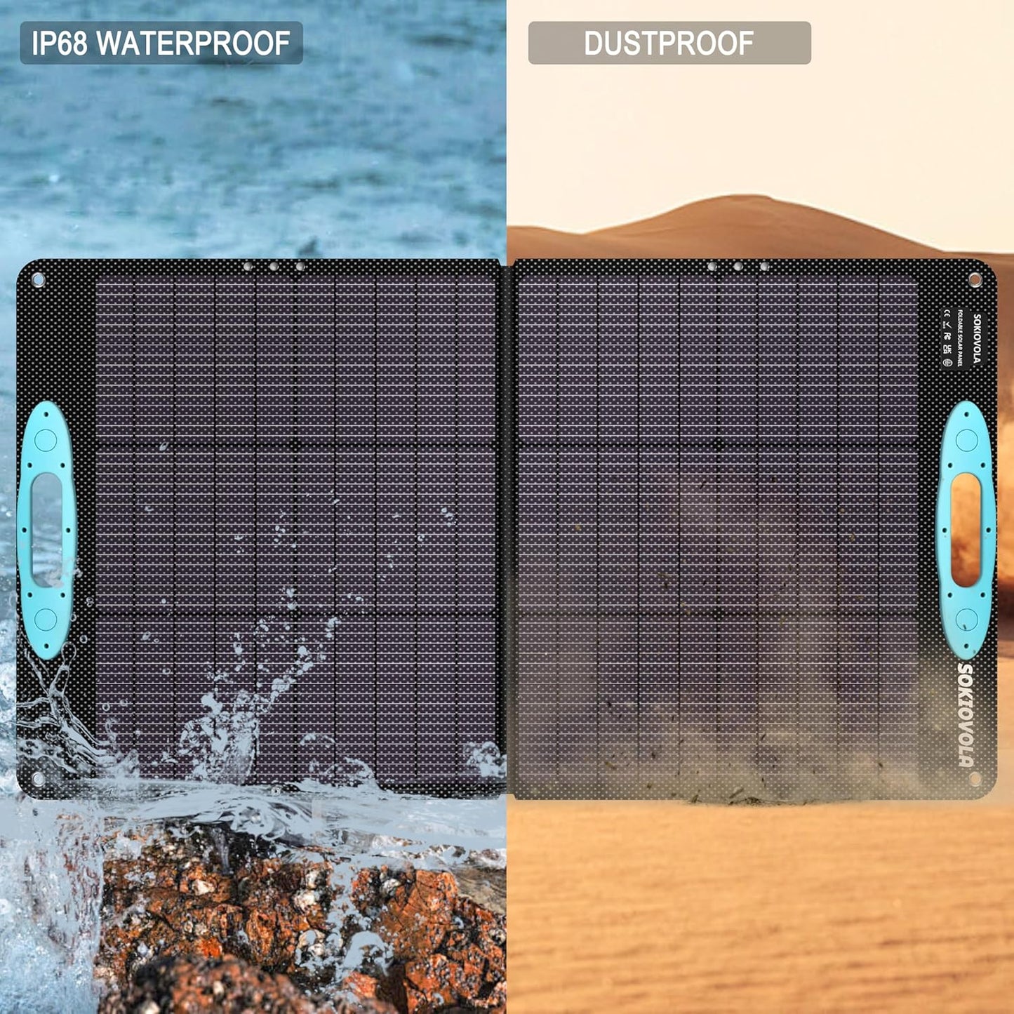 100W Portable Solar Panel for Power Station,ETFE Portable Foldable Solar Charger NextGen 25% High Conversion IP68 Waterproof Solar Panel for Camping Outdoor RV Blackout