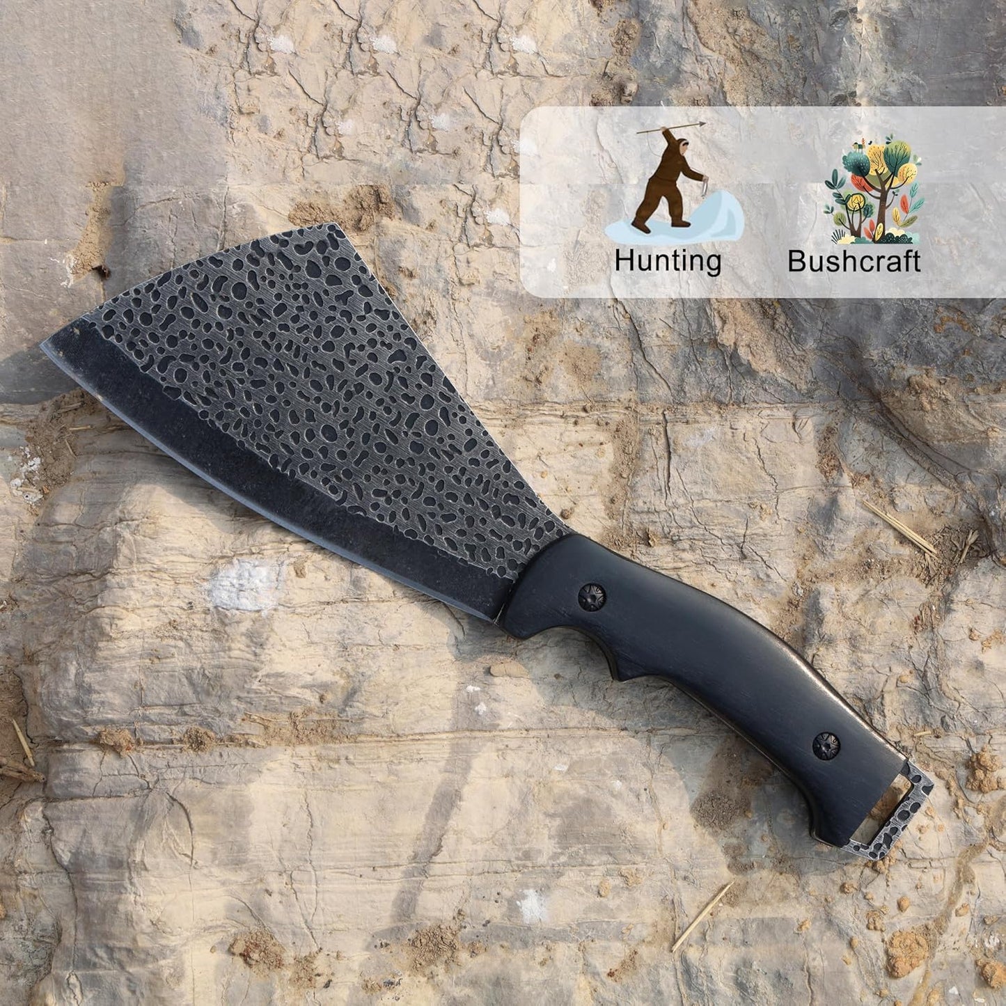 11 Inch Hatchet with Sheath, Small Compact Machete Axes, Fixed Blade Full Tang Camping Tactical Knife for Woodworking, Garden Machete Axe with Sheath for Bushcraft Yards Bushes Wood, A2BK