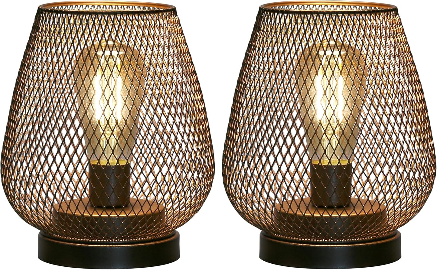 JHY DESIGN Set of 2 Metal Cage LED Lantern Battery Powered Cordless Accent Light with LED Great for Weddings Parties Patio Events for Indoors Outdoors