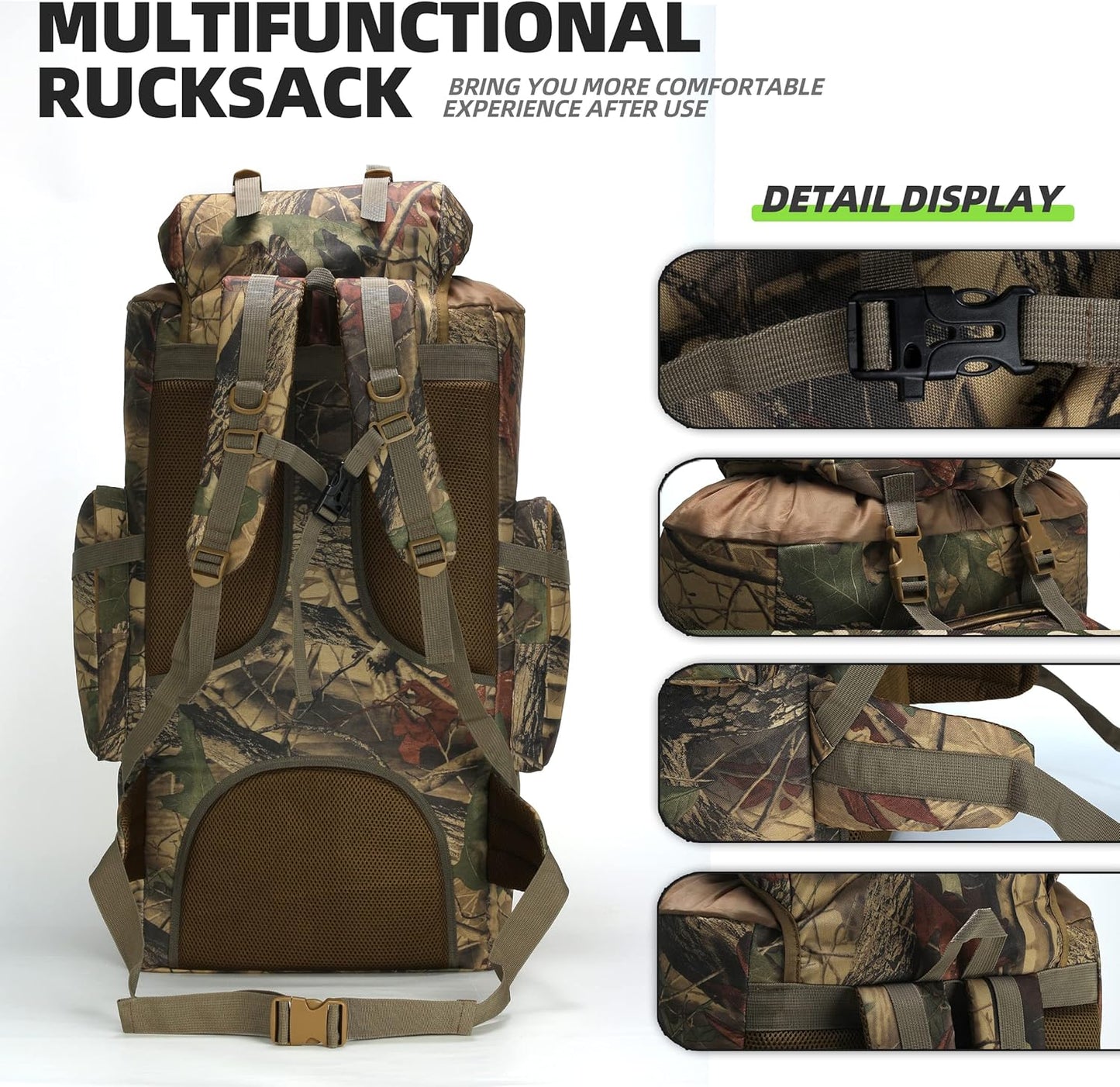 King'sGuard 100L Camping Hiking Backpack Molle Rucksack Military Camping Backpacking Daypack