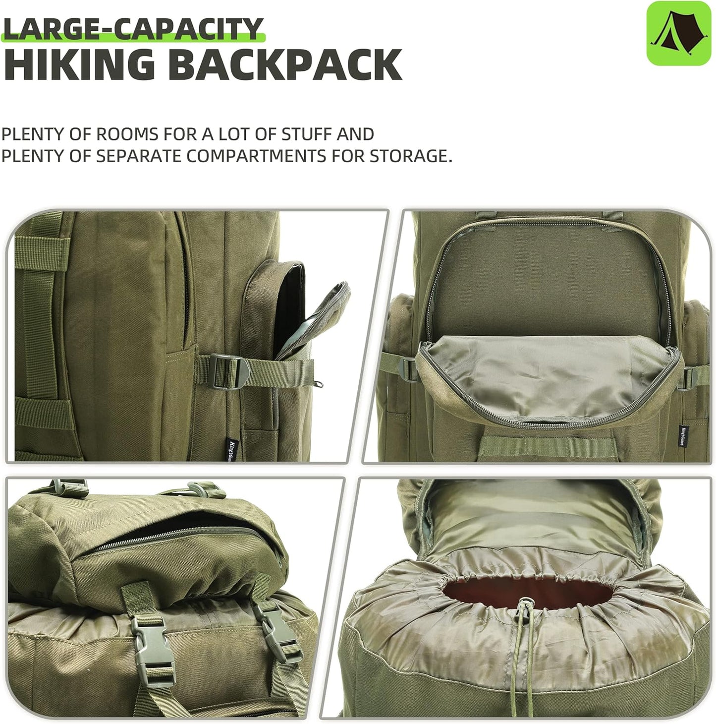 King'sGuard 100L Camping Hiking Backpack Molle Rucksack Military Camping Backpacking Daypack