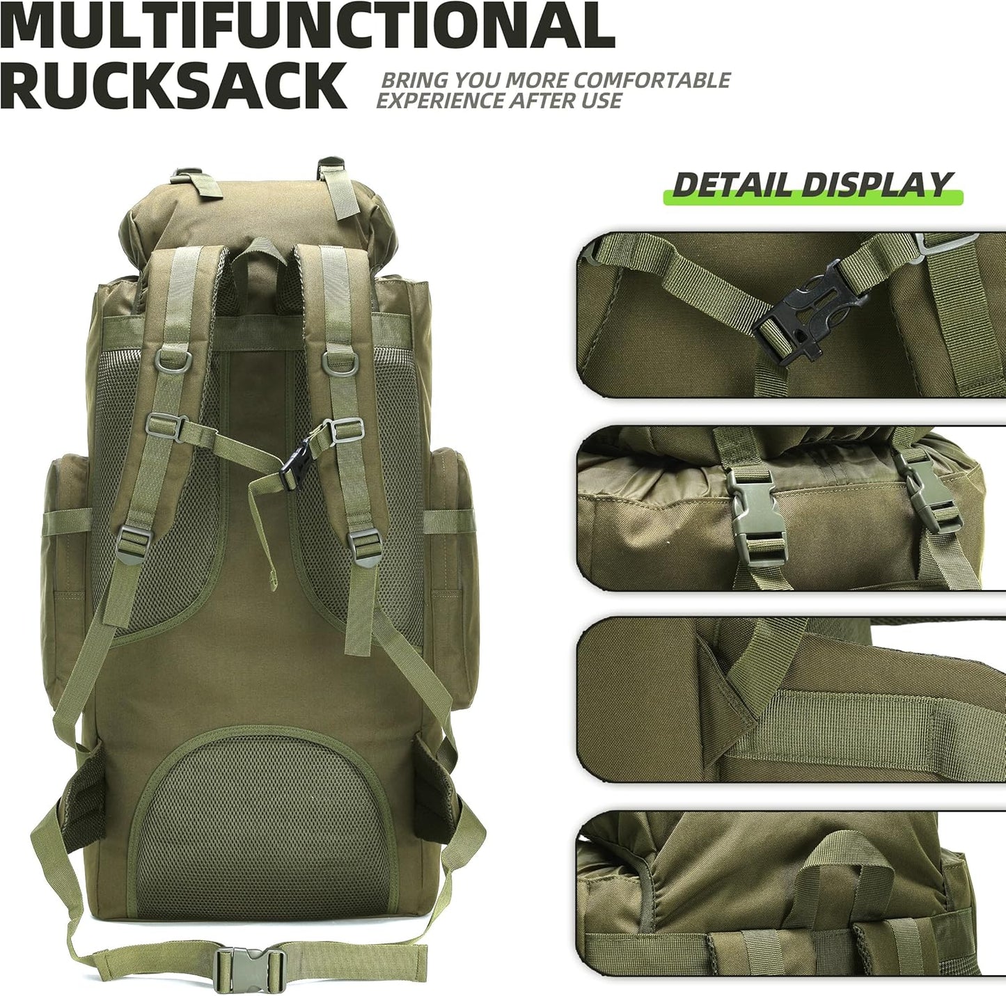 King'sGuard 100L Camping Hiking Backpack Molle Rucksack Military Camping Backpacking Daypack