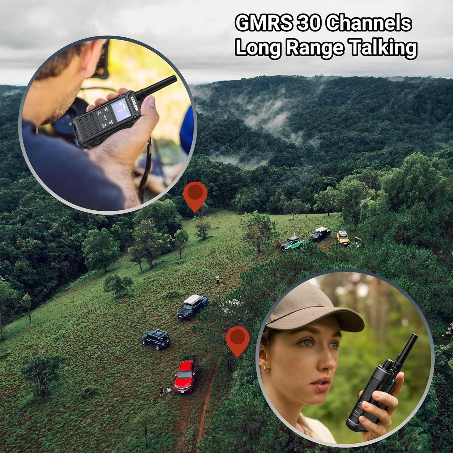 KETELESE T3G IP67 Waterproof Walkie Talkies Rechargeable, Heavy Duty 2 Way Radios with Earpiece and Mic, Dock, USB, NOAA Weather Alert, Group PTT (4 Pack), Black/Grey