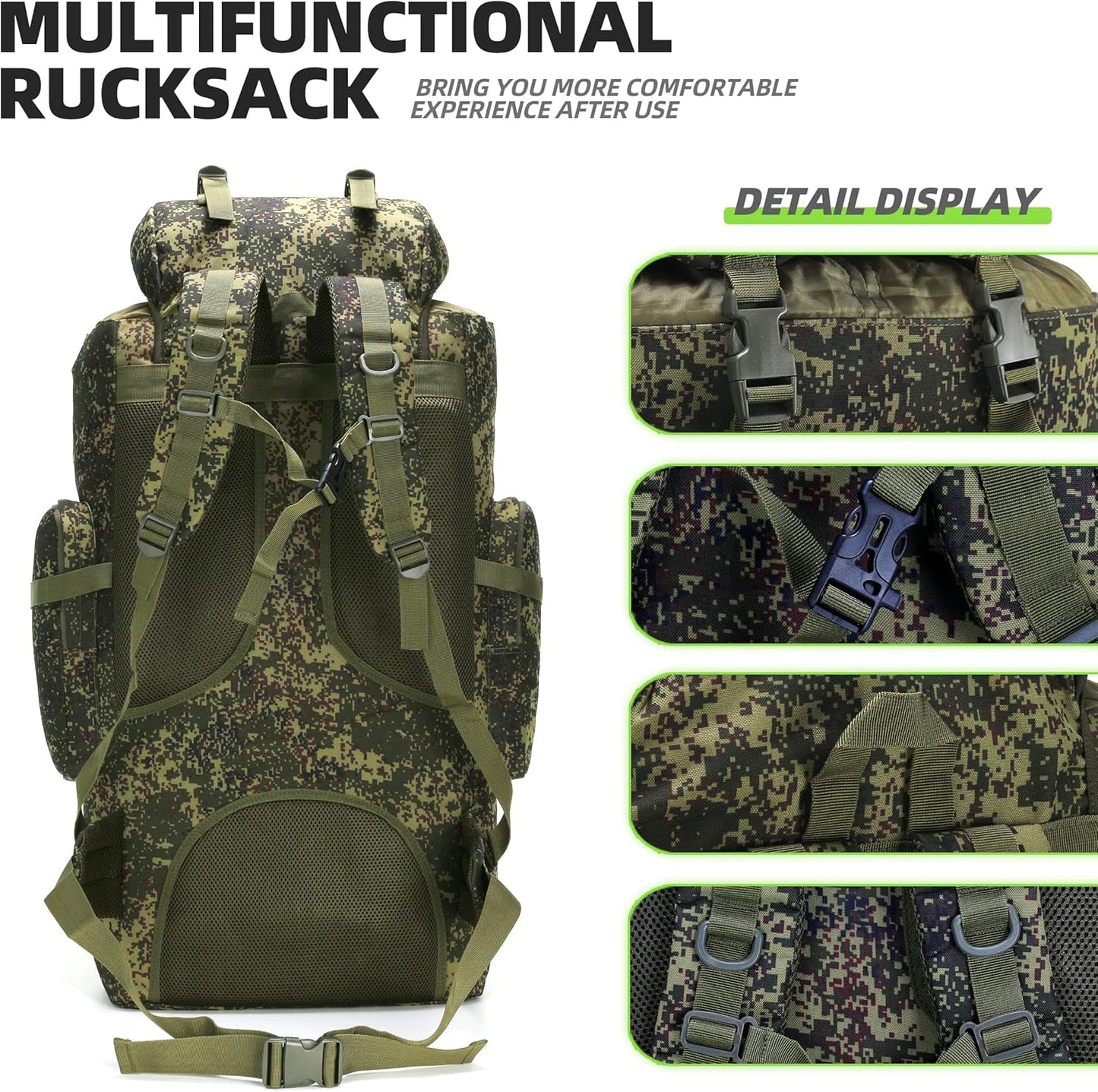 King'sGuard 100L Camping Hiking Backpack Molle Rucksack Military Camping Backpacking Daypack