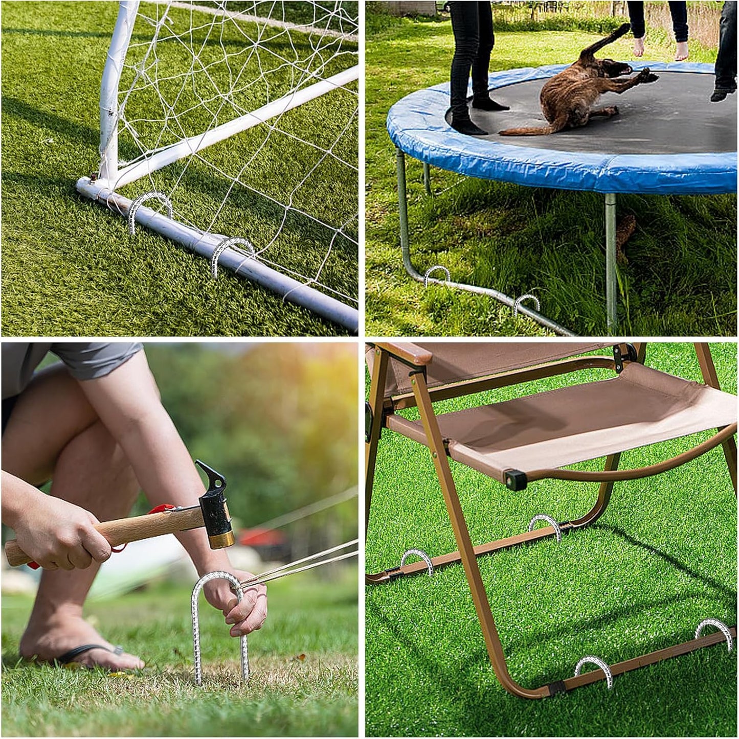 12 Inch Rebar Stakes,6 Packs Heavy Duty Metal U Hook Garden Ground Stakes for Camping Tent Canopy or Supporting for Garden Landscapes Fences Stakes (U Shape-Silver, U-12"x0.3"-6pcs)