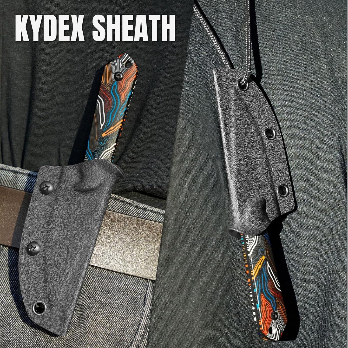 Kizer Mini Harpoon Fixed Blade Knife with Sheath, 3V Blade Hunting Knife with G10 Handle, Camping Fixed Blade Small EDC Knives for Hiking, Survival 1040S6