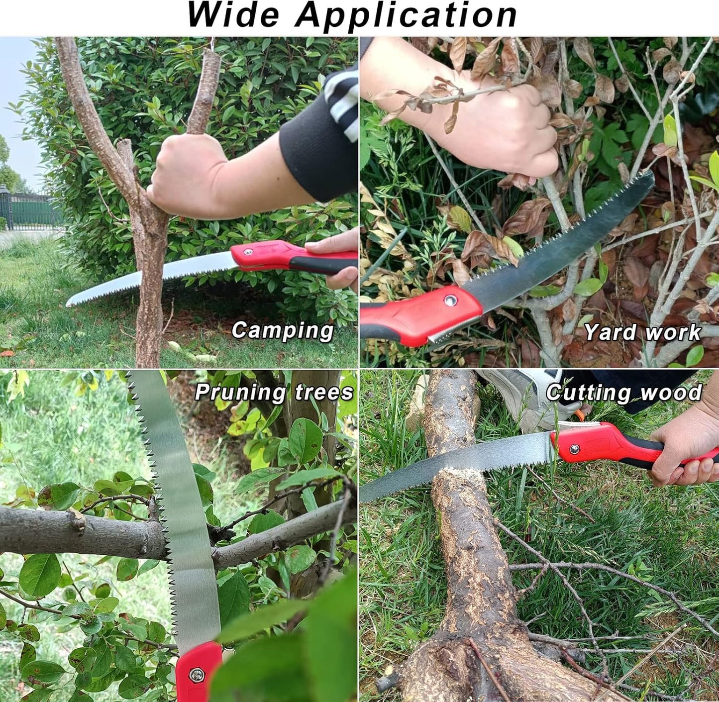 10 Inch Heavy Duty Pruning Saw, Folding Hand Saw with SK5 Curved Blade, Triple-cut Razor Teeth Used for Trees Wood Cutting Camping Gardening Work, Hiking, Landscaping, Tree Trimming