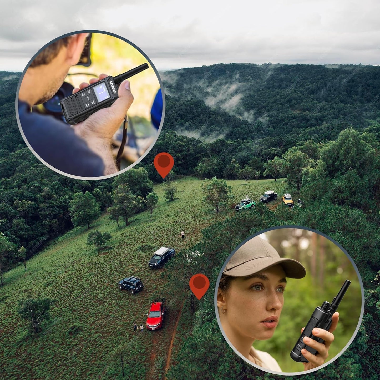 KETELESE T3G Heavy Duty Walkie Talkies Type-C Rechargeable, IP67 Waterproof 2 Way Radios with Earpiece, Adapter, Dock, PTT Group, NOAA, VOX, 6 Pack Walkie Talkie for Adult Black/Grey