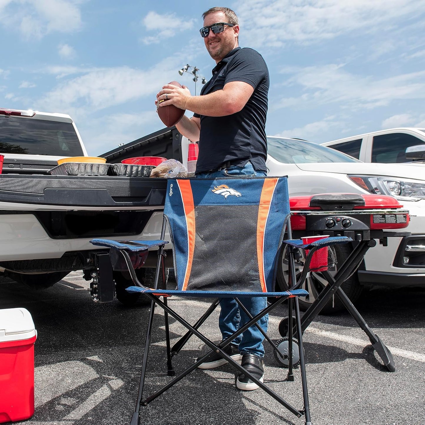 Kijaro Sports Fan Folding Chair, 26" L x 35.5" W x 37" H, Denver Broncos