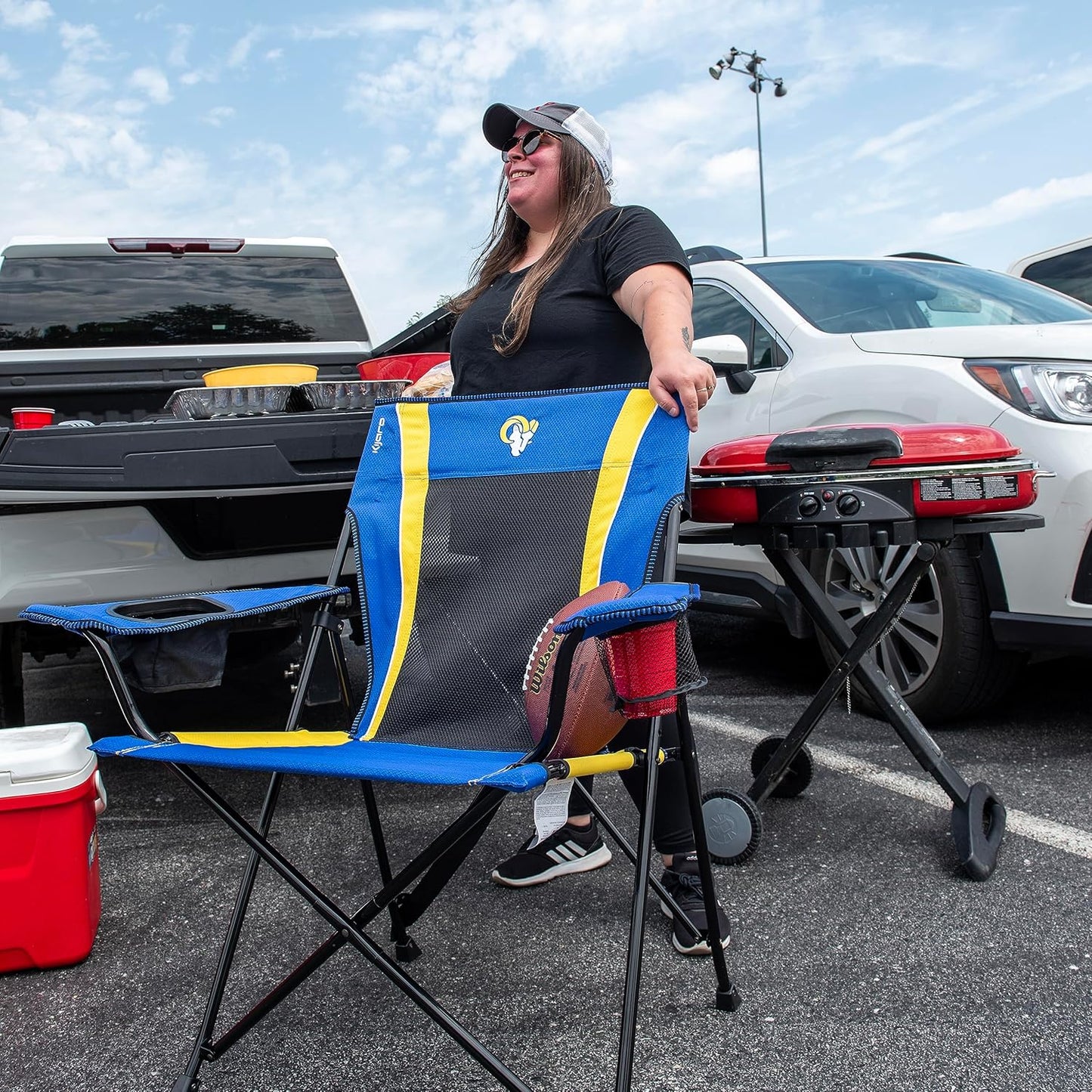 Kijaro Sports Fan Folding Chair, 26" L x 35.5" W x 37" H, Los Angeles Rams