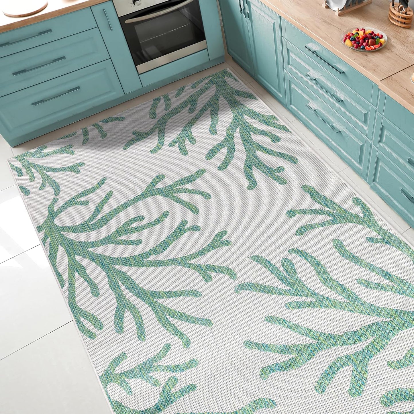 Keen Home Design Terrace Outdoor Area Rug - 5x8 Washable Indoor/Outdoor Rug for Patio, Kitchen, Balcony, Beach, Garden, Deck and Porch, Size: 5'3"x7'7"